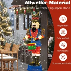 Weihnachten Nussknacker Figur groß beleuchtete Weihnachtsdeko XXL 185 cm