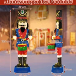 Weihnachten Nussknacker Figur groß beleuchtete Weihnachtsdeko XXL 185 cm