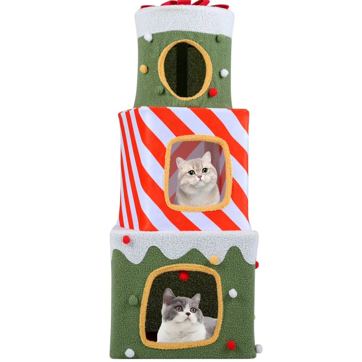 Weihnachtlicher Katzenbaum für Katzen im Innenbereich 120 cm niedliches Klettermöbel