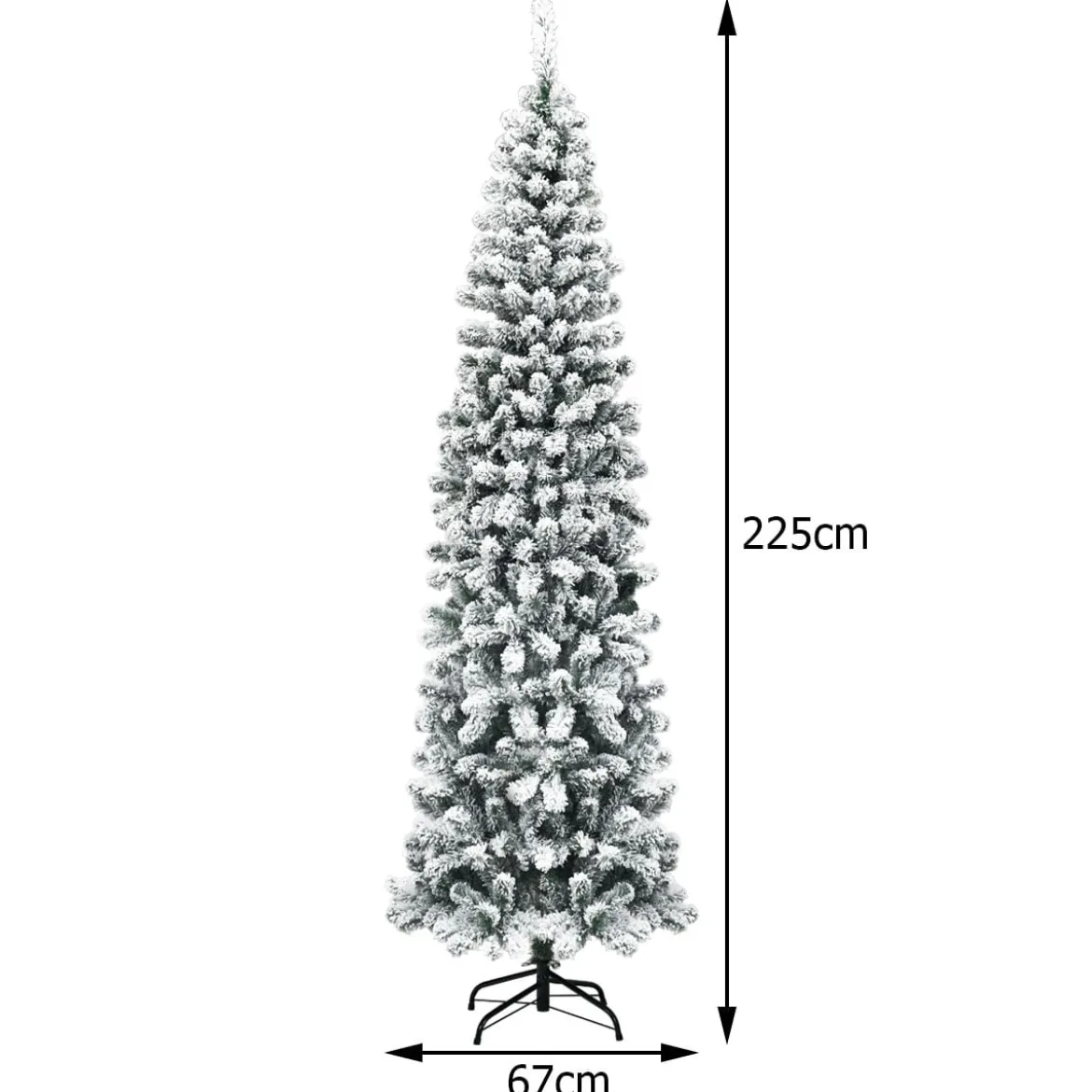 Weihnachtsbaum 225 cm Bleistift Weihnachtsbaum mit Schnee und 350 Warmweißen LED-Leuchten