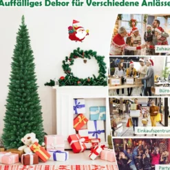 Weihnachtsbaum 210 cm Künstlicher Bleistift-Förmiger Weihnachtsbaum aus PVC Grün
