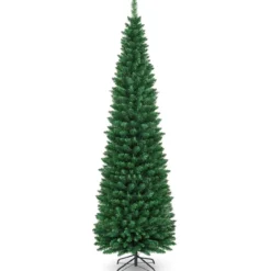 Weihnachtsbaum 210 cm Künstlicher Bleistift-Förmiger Weihnachtsbaum aus PVC Grün