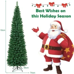 Weihnachtsbaum 210 cm Künstlicher Bleistift-Förmiger Weihnachtsbaum aus PVC Grün