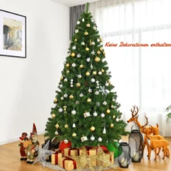 Weihnachtsbaum 225 cm Künstlicher Tannenbaum mit Klappsystem 1346 Spitzen PVC Grün