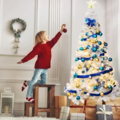 Weihnachtsbaum Künstlicher Tannenbaum Christbaum mit Metallständer 150-240 cm Weiß