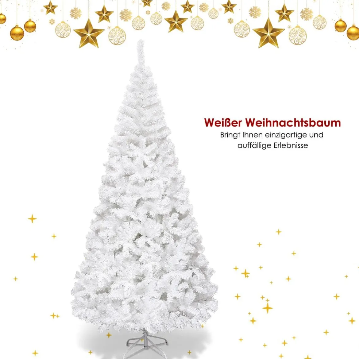 Weihnachtsbaum Künstlicher Tannenbaum Christbaum mit Metallständer 150-240 cm Weiß
