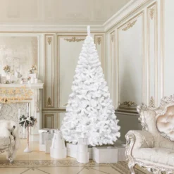 Weihnachtsbaum Künstlicher Tannenbaum Christbaum mit Metallständer 150-240 cm Weiß