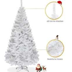 Weihnachtsbaum Künstlicher Tannenbaum Christbaum mit Metallständer 150-240 cm Weiß