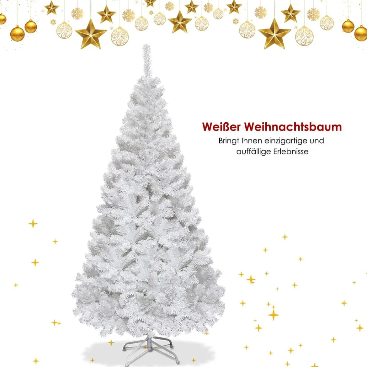 Weihnachtsbaum Künstlicher Tannenbaum Christbaum mit Metallständer 150-240 cm Weiß