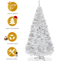Weihnachtsbaum Künstlicher Tannenbaum Christbaum mit Metallständer 150-240 cm Weiß