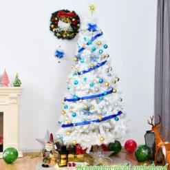 Weihnachtsbaum Künstlicher Tannenbaum Christbaum mit Metallständer 150-240 cm Weiß