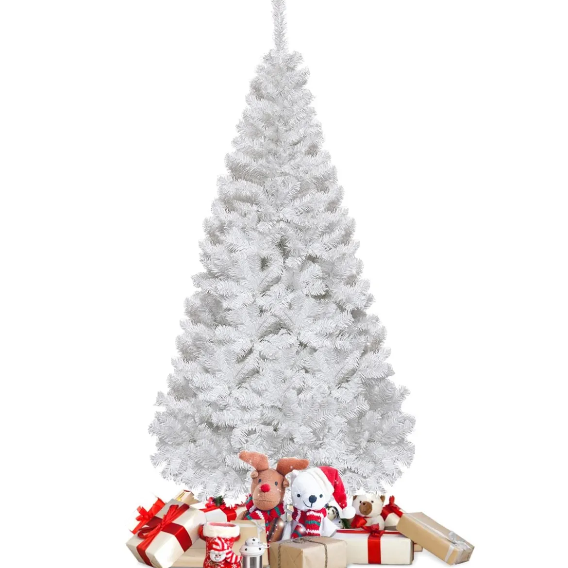 Weihnachtsbaum Künstlicher Tannenbaum Christbaum mit Metallständer 150-240 cm Weiß