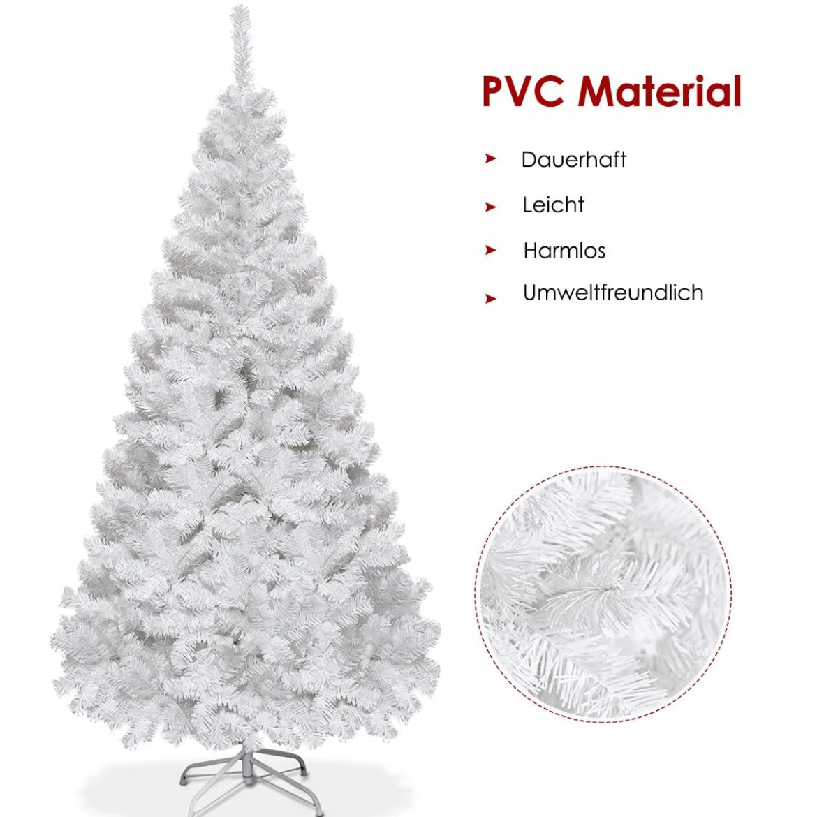 Weihnachtsbaum Künstlicher Tannenbaum Christbaum mit Metallständer 150-240 cm Weiß