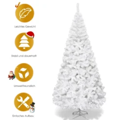 Weihnachtsbaum Künstlicher Tannenbaum Christbaum mit Metallständer 150-240 cm Weiß