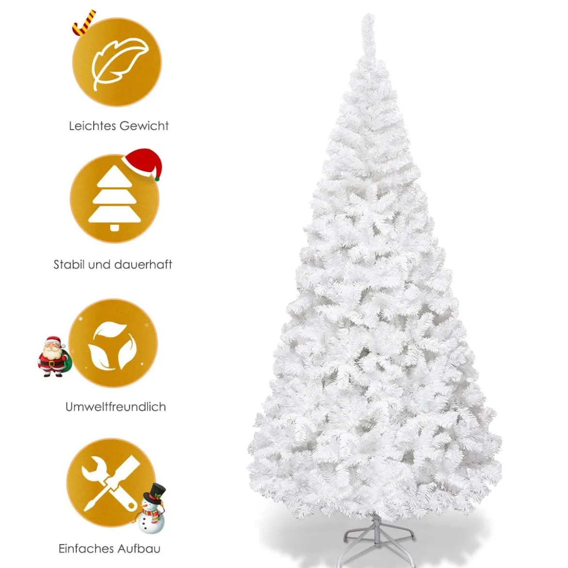 Weihnachtsbaum Künstlicher Tannenbaum Christbaum mit Metallständer 150-240 cm Weiß