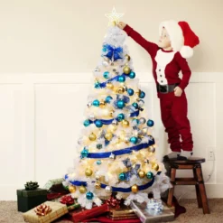 Weihnachtsbaum Künstlicher Tannenbaum Christbaum mit Metallständer 150-240 cm Weiß
