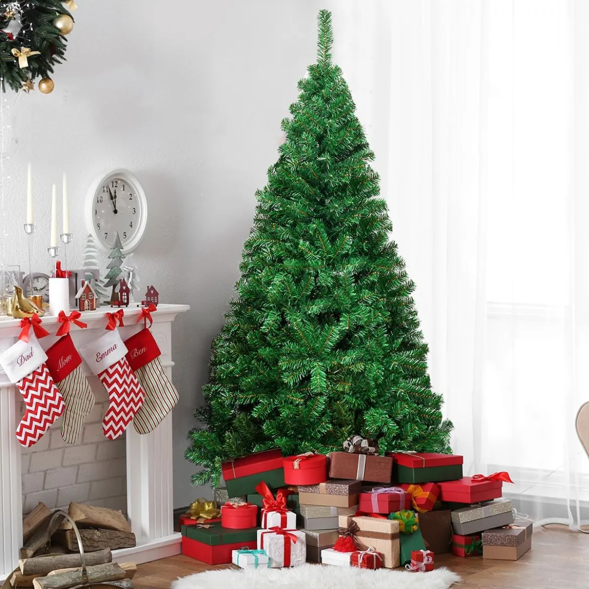 Weihnachtsbaum Künstlicher Tannenbaum Christbaum mit Metallständer 150-240 cm Grün