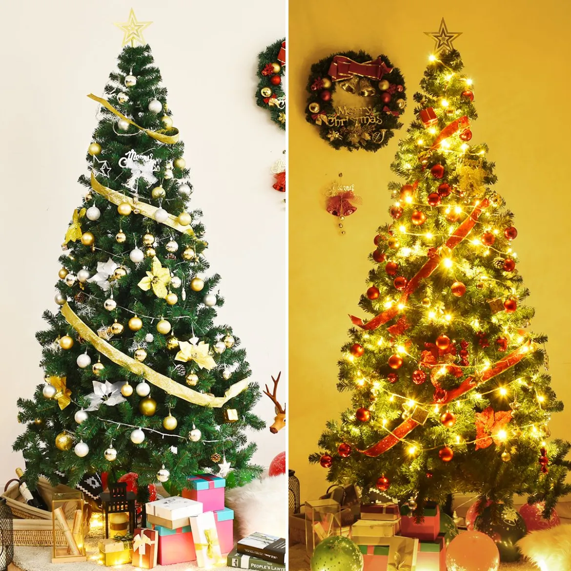 Weihnachtsbaum Künstlicher Tannenbaum Christbaum mit Metallständer 150-240 cm Grün