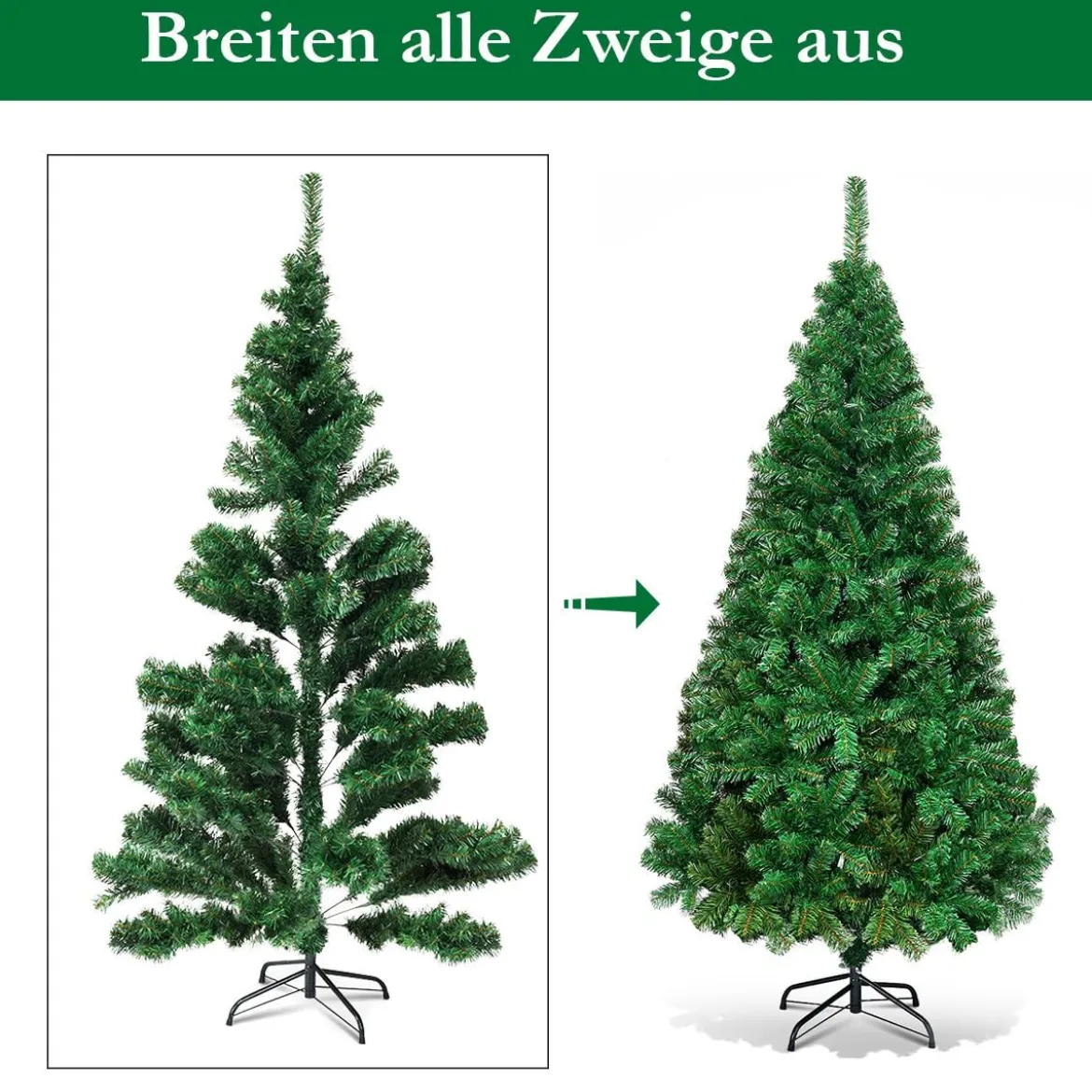 Weihnachtsbaum Künstlicher Tannenbaum Christbaum mit Metallständer 150-240 cm Grün