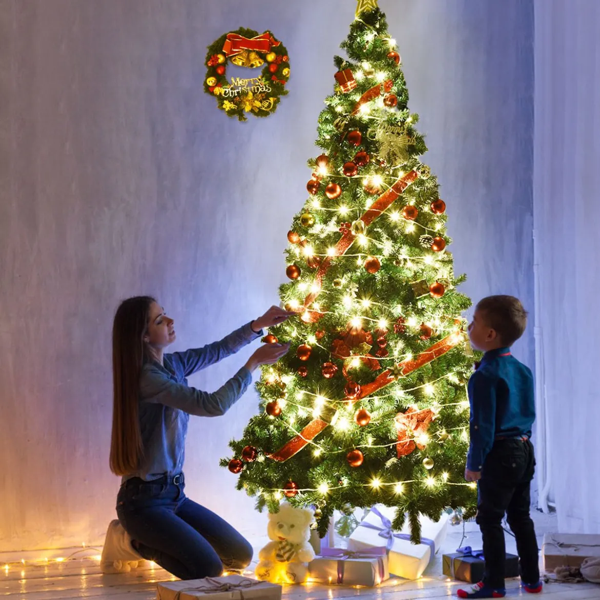 Weihnachtsbaum Künstlicher Tannenbaum Christbaum mit Metallständer 150-240 cm Grün