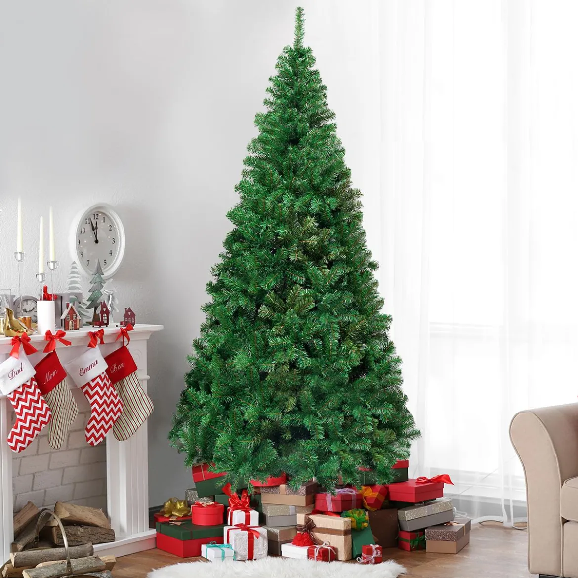 Weihnachtsbaum Künstlicher Tannenbaum Christbaum mit Metallständer 150-240 cm Grün