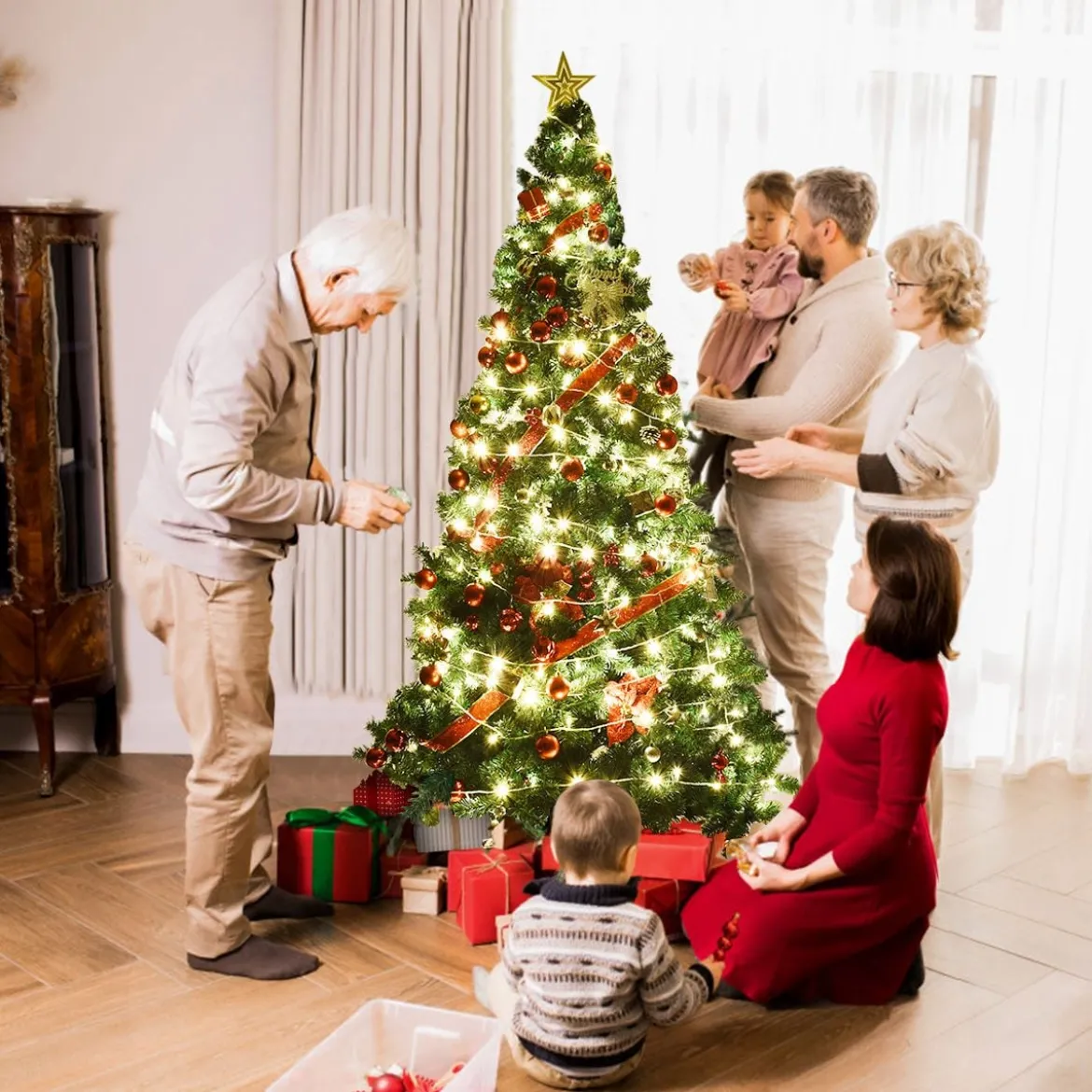 Weihnachtsbaum Künstlicher Tannenbaum Christbaum mit Metallständer 150-240 cm Grün