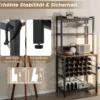 Weinbar-Schrank industrielles Weinregal mit 4 Etagen Glashaltern 76 x 48 x 162,5 cm Vintagebraun