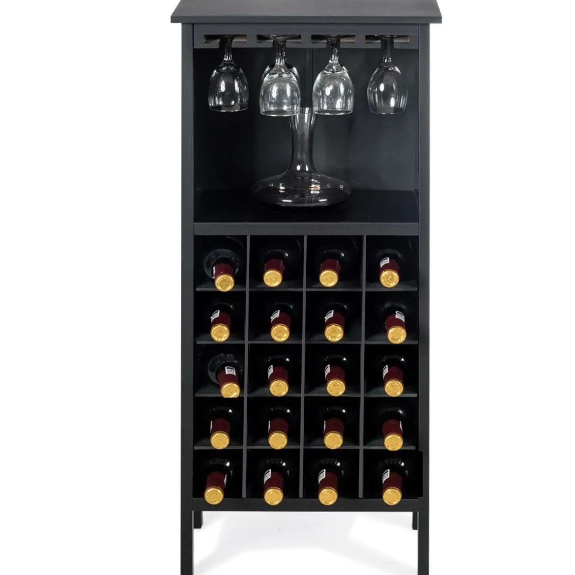 Weinregal aus Holz Flaschenregal Weinständer Holzregal Weinschrank Kolonialstil Schwarz