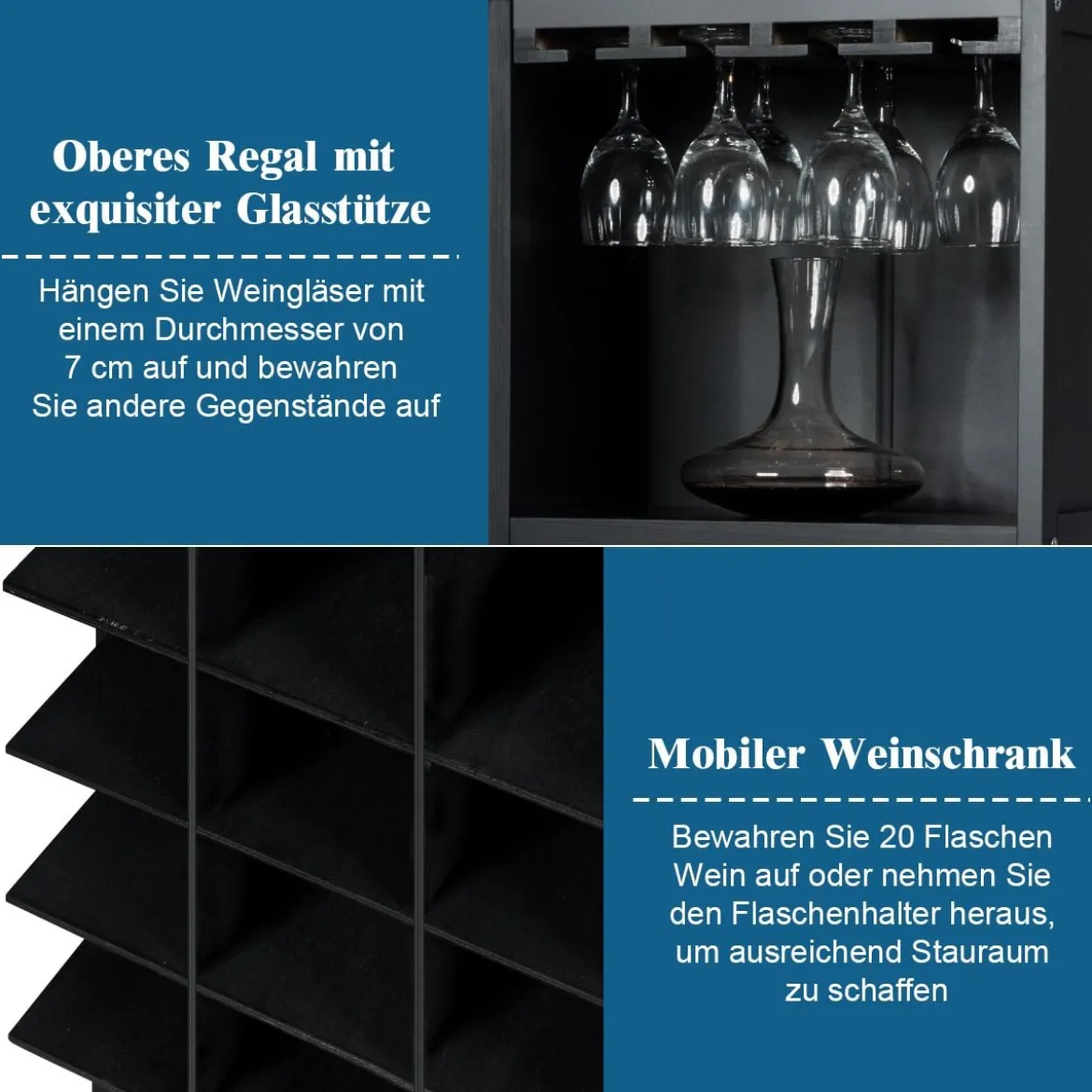 Weinregal aus Holz Flaschenregal Weinständer Holzregal Weinschrank Kolonialstil Schwarz