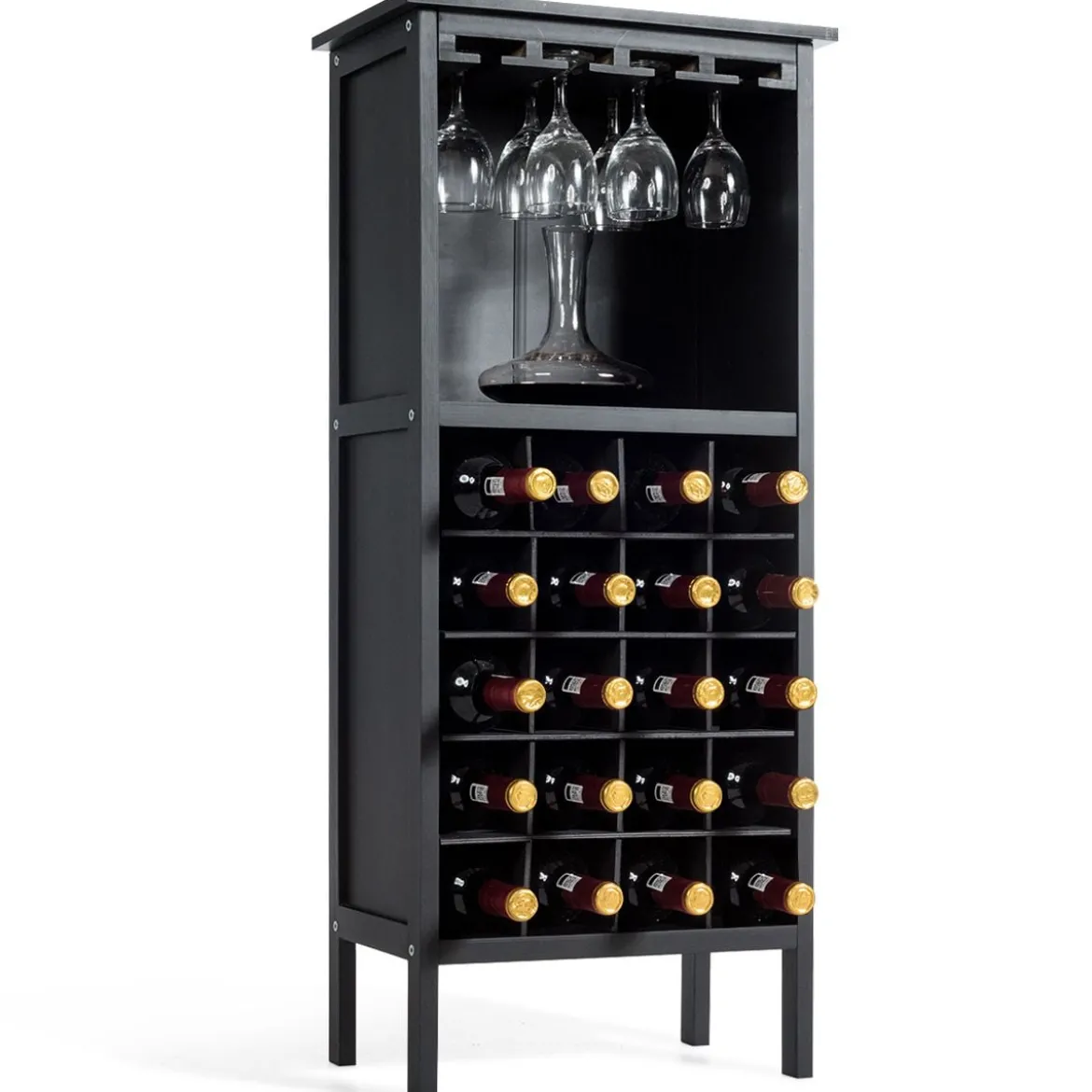 Weinregal aus Holz Flaschenregal Weinständer Holzregal Weinschrank Kolonialstil Schwarz