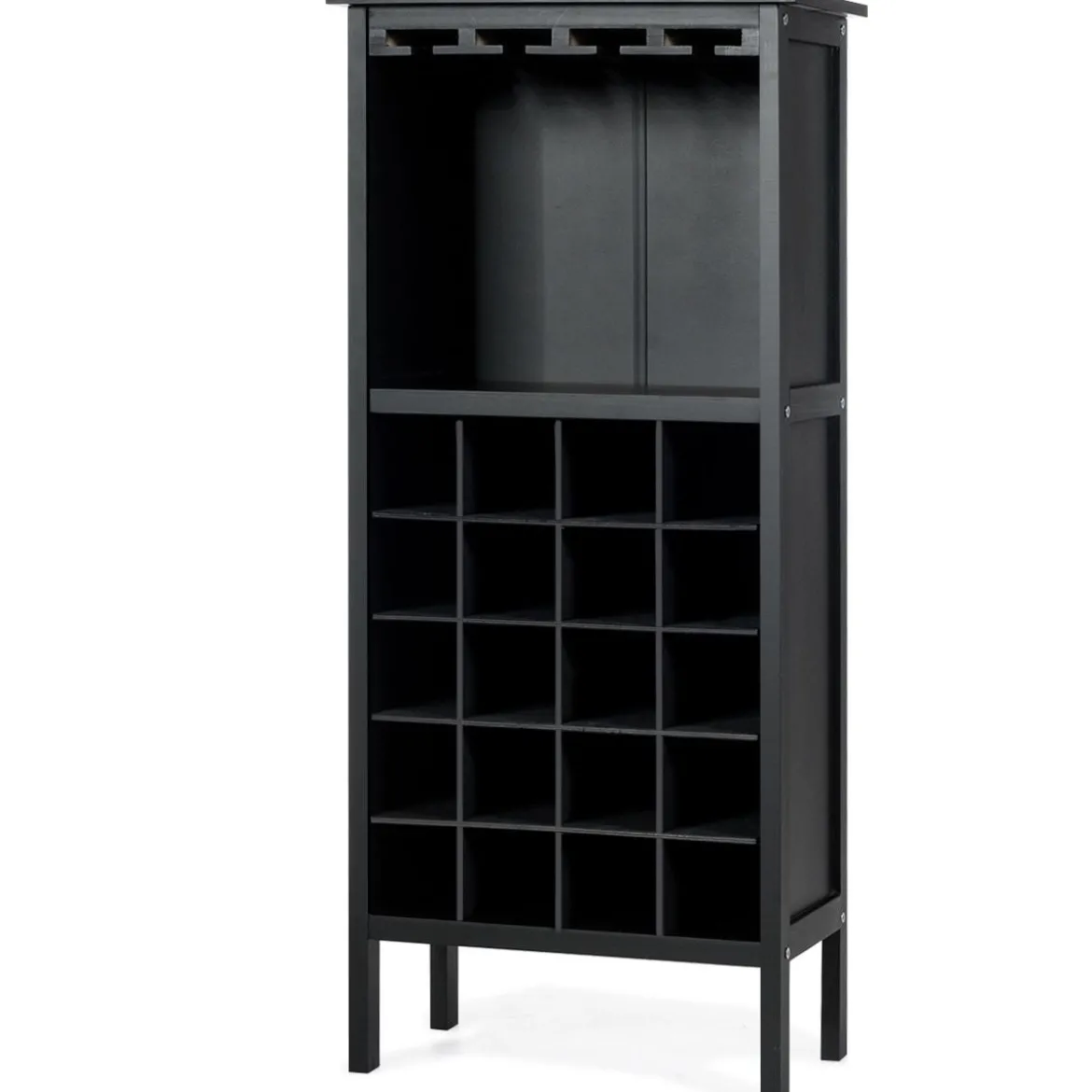 Weinregal aus Holz Flaschenregal Weinständer Holzregal Weinschrank Kolonialstil Schwarz