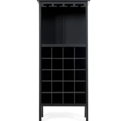 Weinregal aus Holz Flaschenregal Weinständer Holzregal Weinschrank Kolonialstil Schwarz