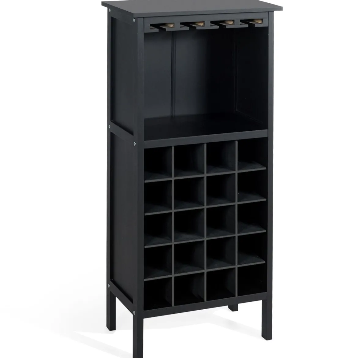 Weinregal aus Holz Flaschenregal Weinständer Holzregal Weinschrank Kolonialstil Schwarz