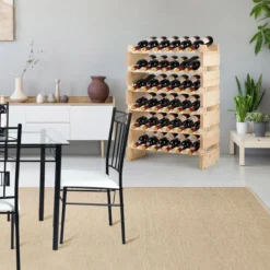 Weinregal 36 Flaschen Große Kapazität Weinregal Hölzerner Wein Aufbewahrungsständer 63 x 28 x 85 cm