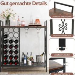 Weinregal für 21 Flaschen mit Glashalter & Tischplatte Freistehender Flaschenregal