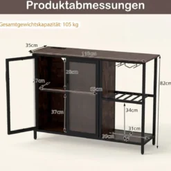 Weinschrank mit LED-Beleuchtung & Weinregalen & Glashalter & Glastür & Steckdosen Barschrank