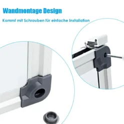 Weißwandtafel mit Abnehmbarer Stiftablage Aluminiumrahmen Magnetisches Whiteboard 50 x 35 cm Weiß