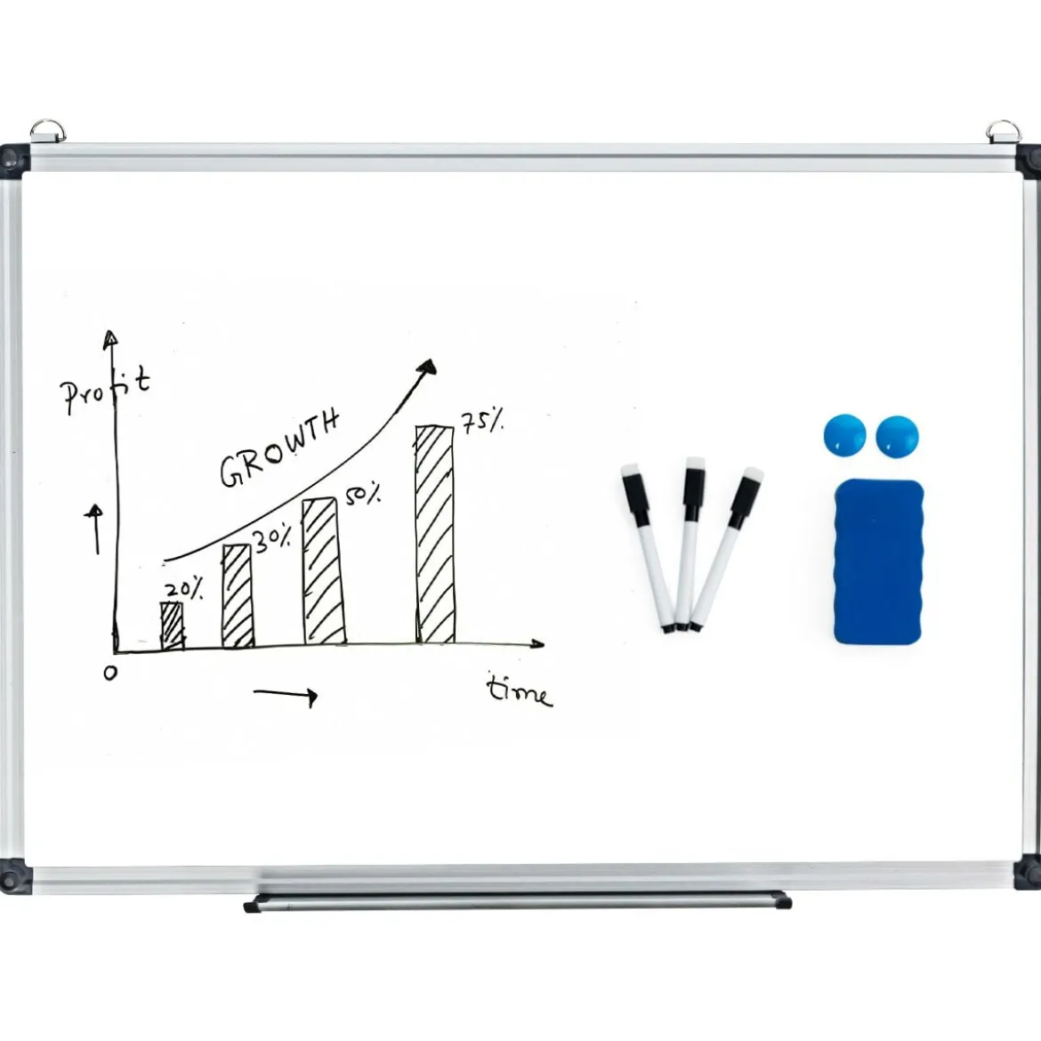 Weißwandtafel mit Abnehmbarer Stiftablage Aluminiumrahmen Magnetisches Whiteboard 50 x 35 cm Weiß
