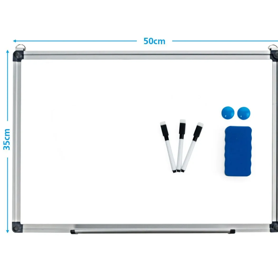 Weißwandtafel mit Abnehmbarer Stiftablage Aluminiumrahmen Magnetisches Whiteboard 50 x 35 cm Weiß