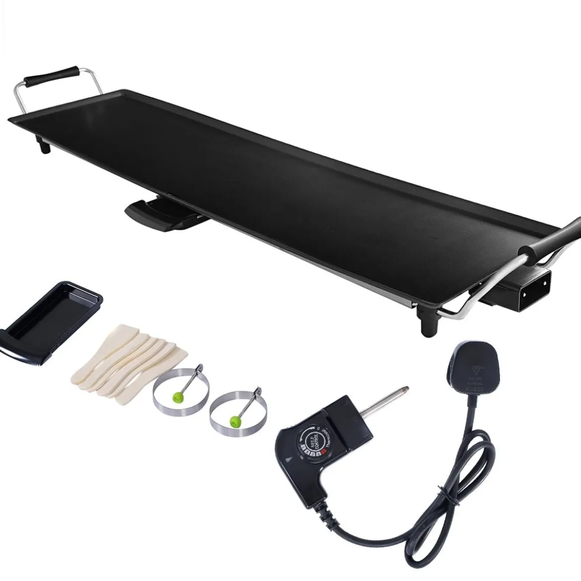 1800 W Elektrische Grillplatte Indoor BBQ Grill Verstellbare Temperatur 90 x 23 cm Schwarz
