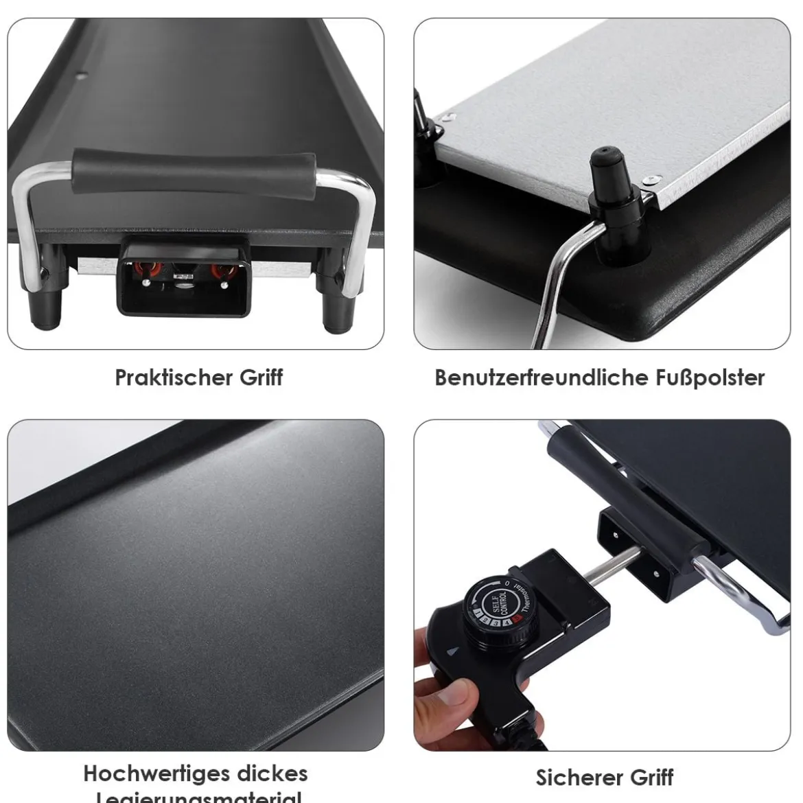 1800 W Elektrische Grillplatte Indoor BBQ Grill Verstellbare Temperatur 90 x 23 cm Schwarz