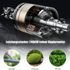 2400W Elektrischer Messerhäcksler Gartenhäcksler für Äste und Gartenabfälle 46 x 38 x 91 cm Rot + Schwarz