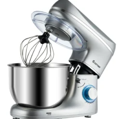 1300W Elektrischer Standmixer Rührmaschine 5,5L Küchenmaschine mit 10-stufigen Geschwindigkeit Silber