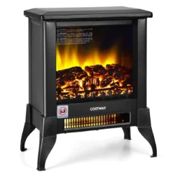 1800W Elektrokamin Kamin Heizung elektrische Kaminheizung 37,5 x 22 x 46 cm Schwarz