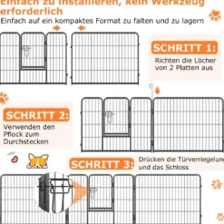 Welpenauslauf 60cm hoch 8-teilig faltbares Freilaufgehege Hundelaufstall aus Metall Schwarz