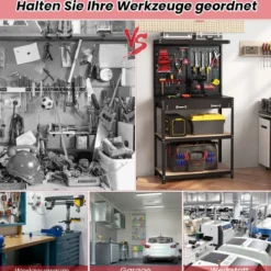 Werkbank Werkzeugbank mit Lochwand Werktisch mit Schublade 81 x 41 x 155 cm Schwarz + Rot