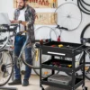 Werkzeugwagen mit Schublade & Seitlicher Werkzeugbank Werkstattwagen Handwagen Schwarz