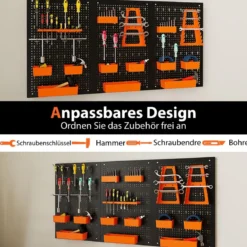 Werkzeugwand mit 9-teilige Aufbewahrungsboxen & Werkzeughaltern & Haken Lochwand