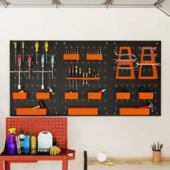Werkzeugwand mit 9-teilige Aufbewahrungsboxen & Werkzeughaltern & Haken Lochwand