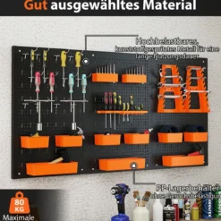 Werkzeugwand mit 9-teilige Aufbewahrungsboxen & Werkzeughaltern & Haken Lochwand